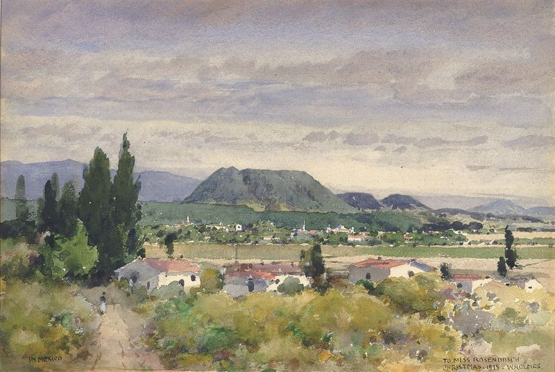 Paisaje que muestra luz dorada sobre una escena vibrante de William Henry Holmes, pintura al óleo