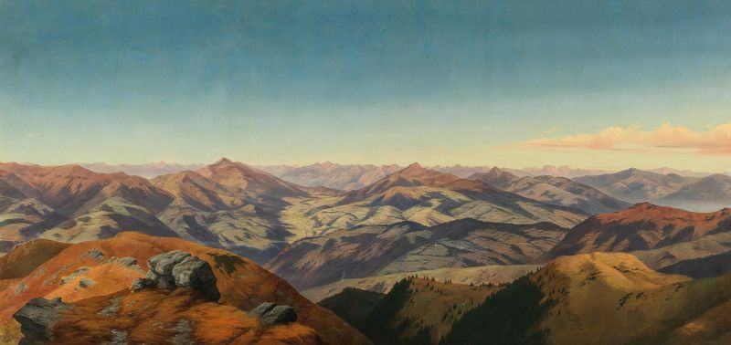Landscape with hills and light by Markus Pernhart, oil painting