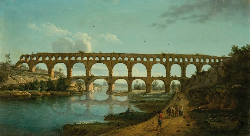 Vista del Pont du Gard de Paul Grégoire, pintura al óleo