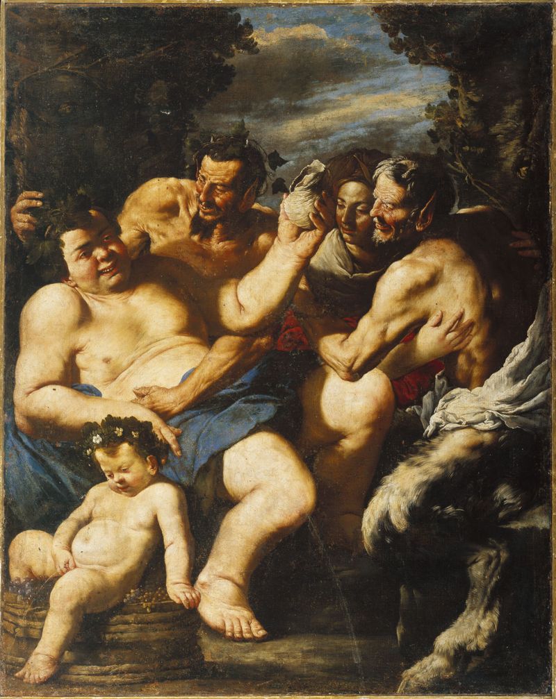 El Sileno Borracho, óleo sobre lienzo de Francesco Fracanzano, muestra a Sileno en entrega feliz.