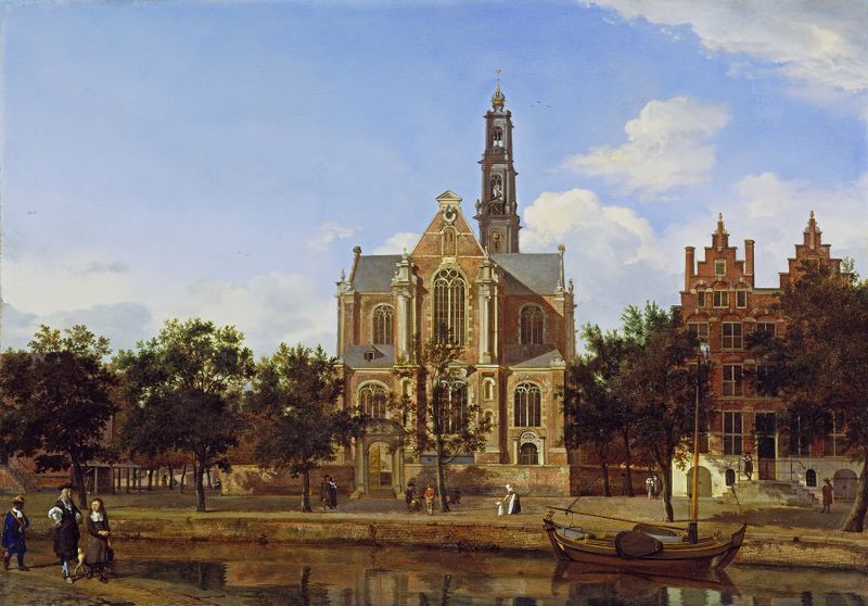 View of the Westerkerk, Amsterdam by Jan van der Heyden, oil painting