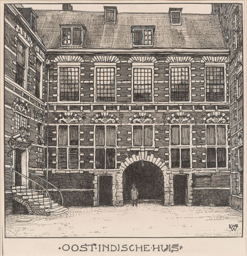 Cena de pátio com arcos e luz do sol de Willem Wenckebach, Dutch Golden Age