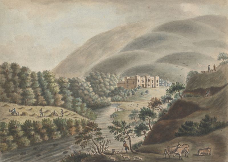 Landscape of Kielder Castle in Northumberland by William Beilby, unknown medium