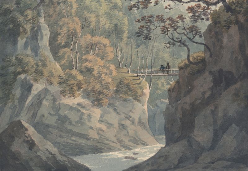 Alpine Bridge and Woodland Scenery near Pistil y Maw de John Warwick Smith, pintura a óleo