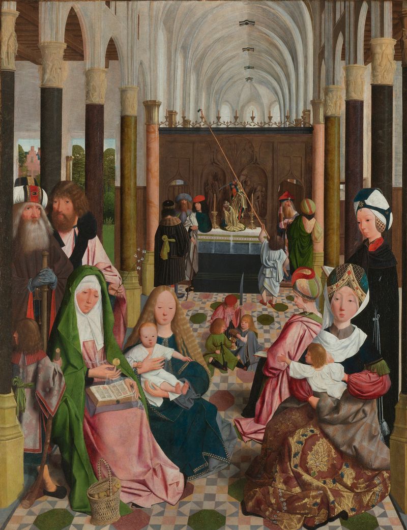 The Holy Kinship, oil on panel by Geertgen tot Sint Jans, depicts Christ's family in a medieval church.