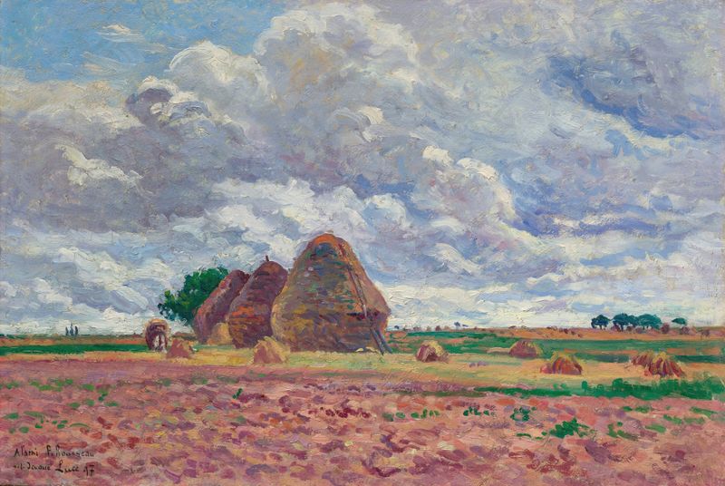 Éragny, Les Meules de Maximilien Luce, paisagem impressionista com campos de trigo e luz solar
