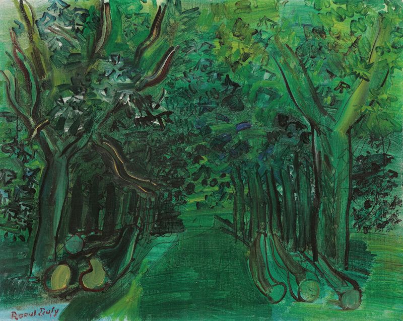 Paisaje forestal con colores vibrantes, óleo sobre lienzo de Raoul Dufy