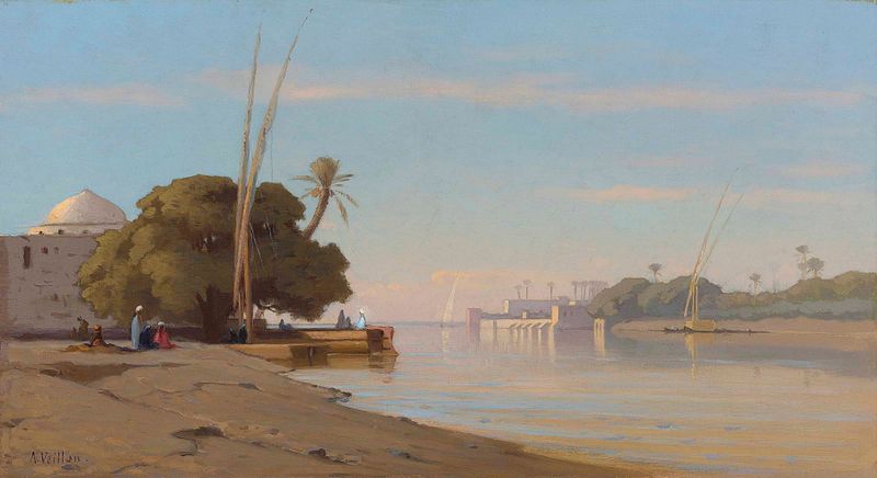 Mesquita às margens do Nilo de Auguste Louis Veillon, Arte Islâmica