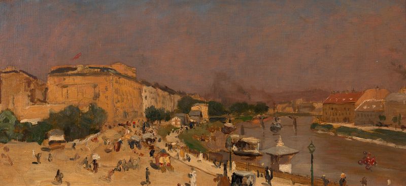 Der Franz-Josefs-Kai by Wilhelm Bernatzik, oil on canvas, depicting a canal and architecture at twilight