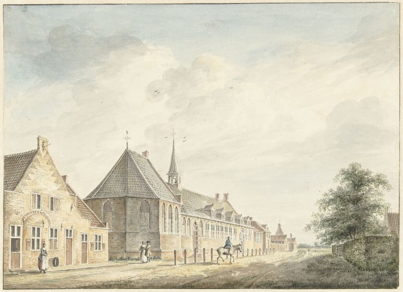 Het Jobs-gasthuis te Utrecht by Jacobus Versteegen, oil on canvas