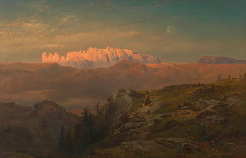 Oil painting of Schlern mountain by Anton Hansch