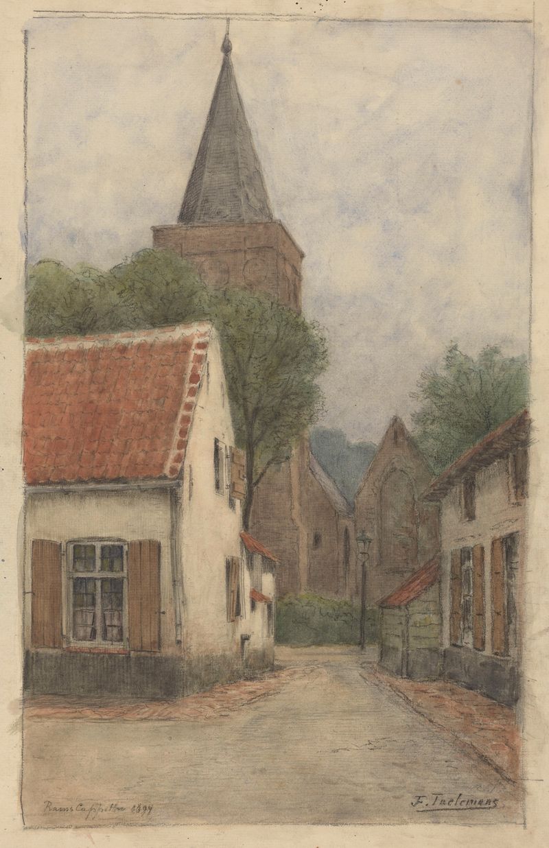Ramscappelle de Jean-François Taelemans, óleo sobre lienzo que representa colinas y un cielo reflexivo.