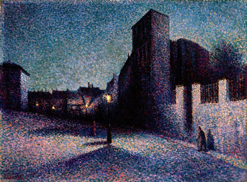 Paisaje postimpresionista de Maximilien Luce, que representa Rue Ravignan, París.