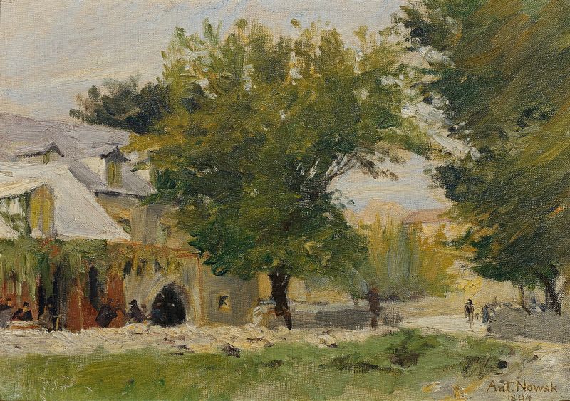 Gasthaus in Salona an der Straße nach Glisse by Anton Nowak, oil painting