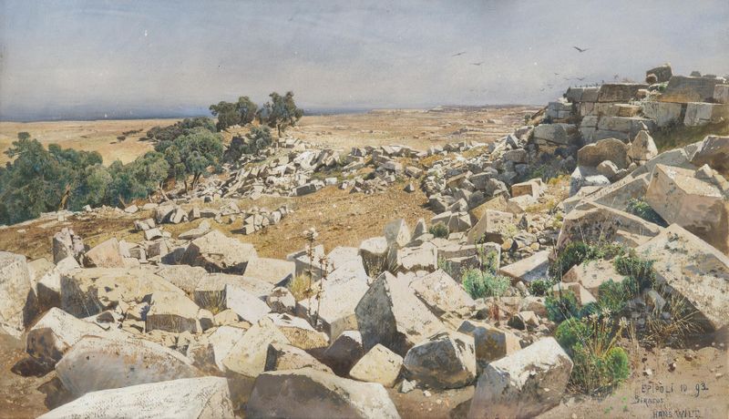 Landscape in muted earth tones by Hans Wilt, Impressionism
