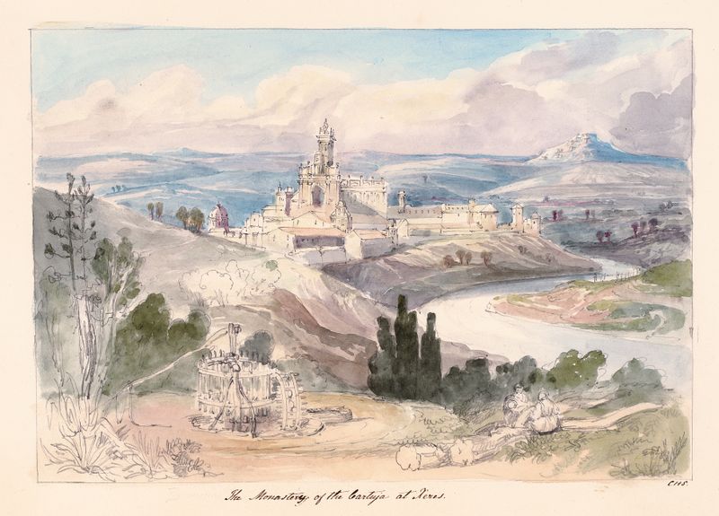 O Mosteiro da Cartuja em Xeres, aquarela sobre papel de Charles Hamilton Smith