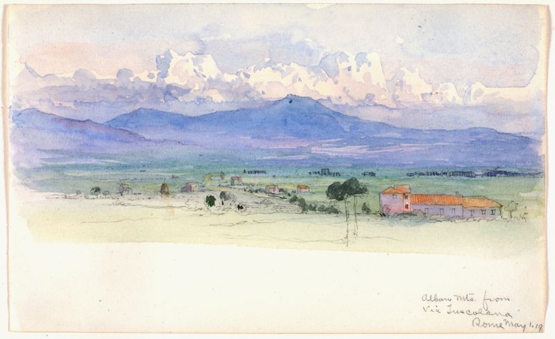 Alban Mountains landscape by George Elbert Burr, oil painting