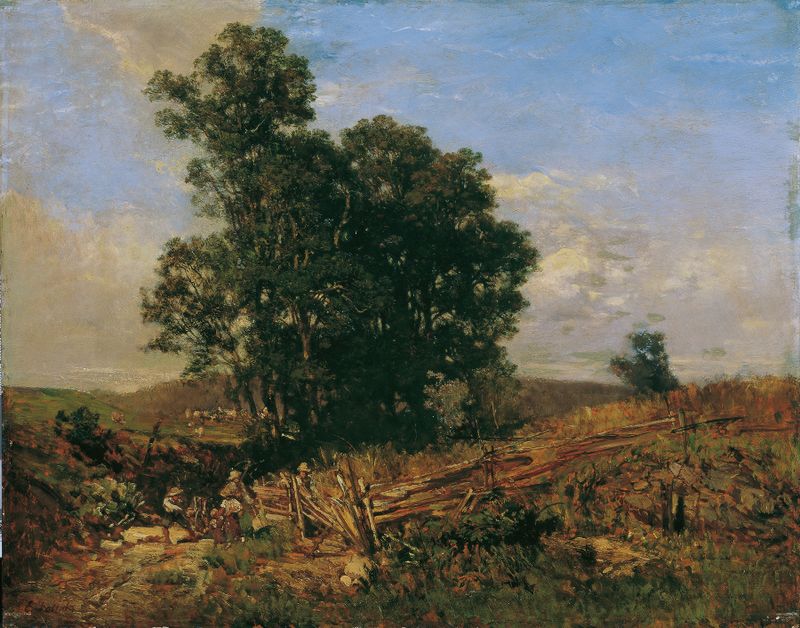 Paisagem com árvores e folhagem de Eugen Jettel, óleo