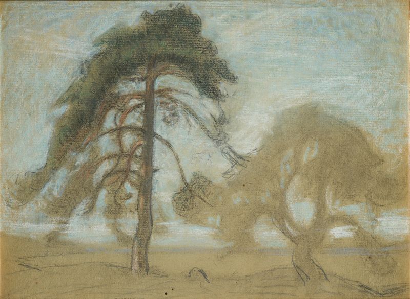 Pine Trees Tyresö de Richard Bergh, óleo sobre tela mostrando altos pinheiros.