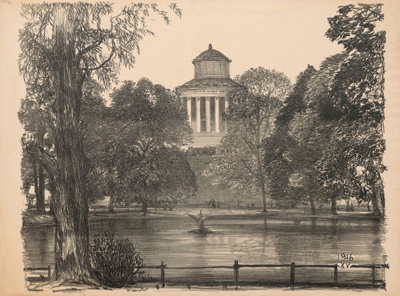 Pond at the Saxon Garden, óleo sobre lienzo de Feliks Jabłczyński