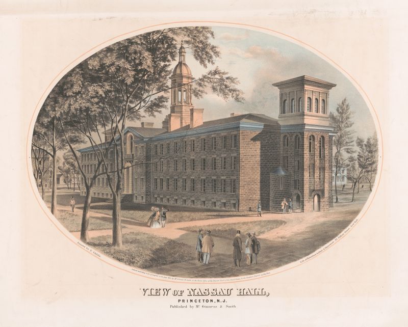 Nassau Hall at sunset, oil painting by Robertson, Seibert & Shearman
