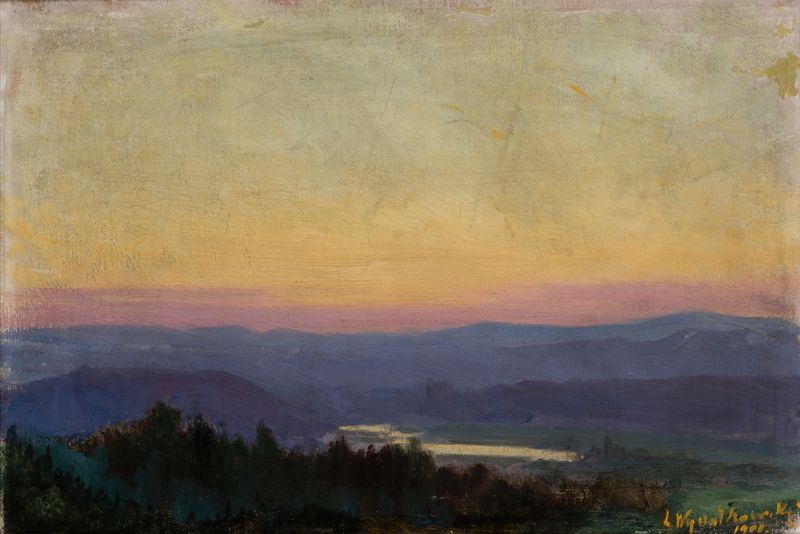 The Vistula near Tyniec at Sunset, oil on canvas by Leon Wyczółkowski