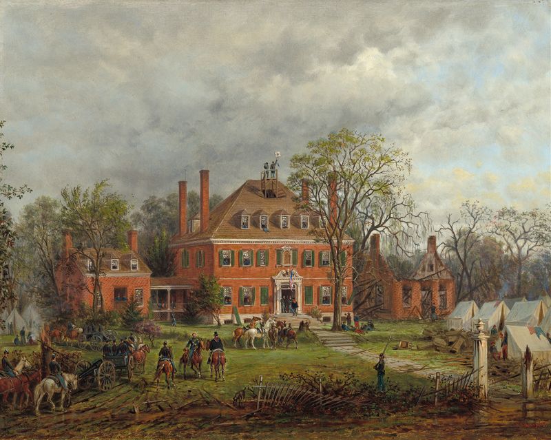 The Old Westover House by Edward Lamson Henry, oil on canvas, depicting a weathered house with greenery.