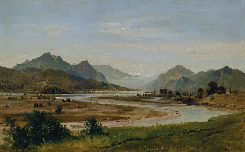 Paisagem representando o vale de Inntal com rio de Ludwig Halauska, 1860