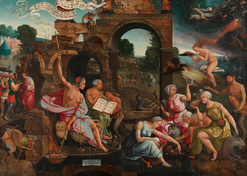 Saul e a Bruxa de Endor, óleo sobre painel de Jacob Cornelisz van Oostsanen