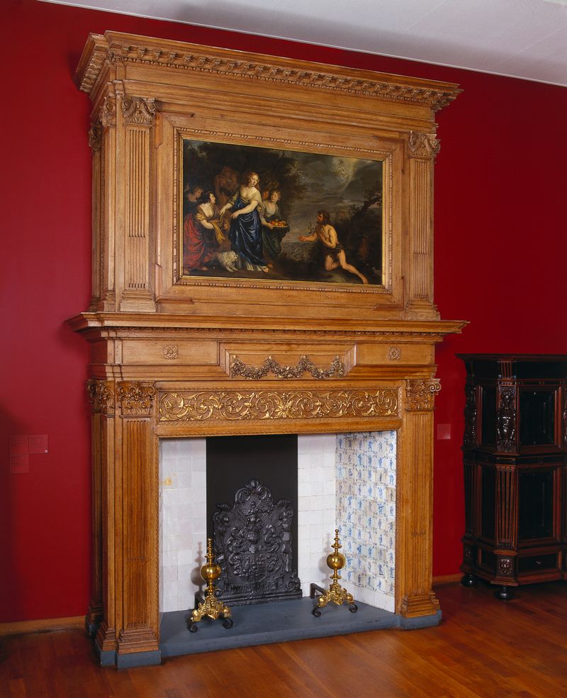 Interior scene with figures in sacred light, oil on panel by Philips Vinckboons II