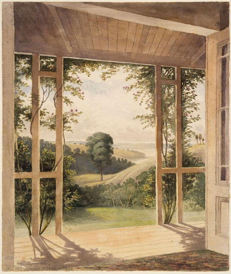Paisaje de Auckland con agua y ciudad, óleo sobre lienzo de John Kinder