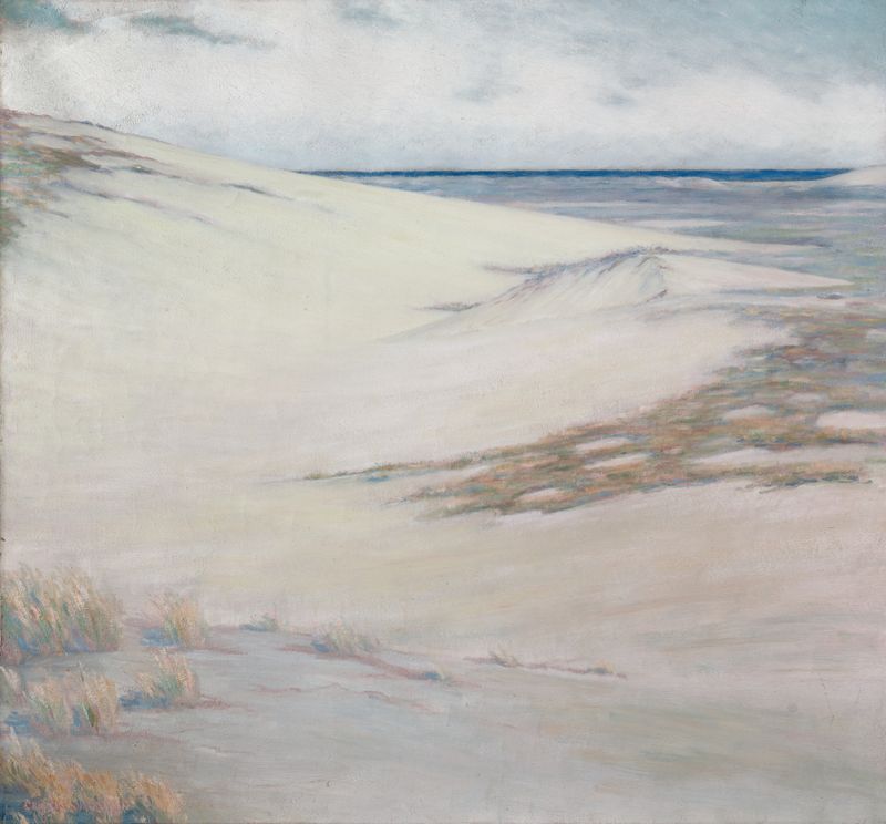 Paisagem de dunas em cores suaves de Charles Shackleton, pintura a óleo