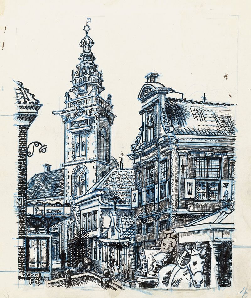 Architecture of Speeltoren and Waaggebouw by Martin Monnickendam, realism