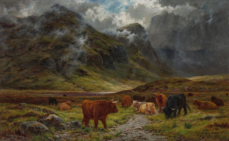 Landscape of Loch Etive, Glencoe by Louis Bosworth Hurt, oil painting