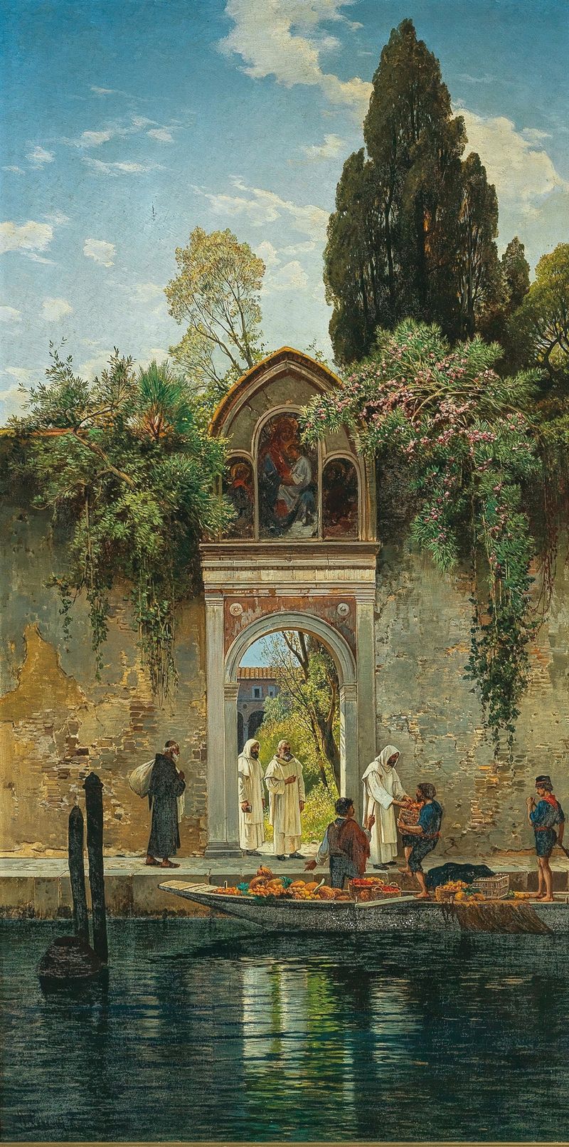 Landscape of Venice with the monastery gate, oil on canvas by Hermann David Salomon Corrodi