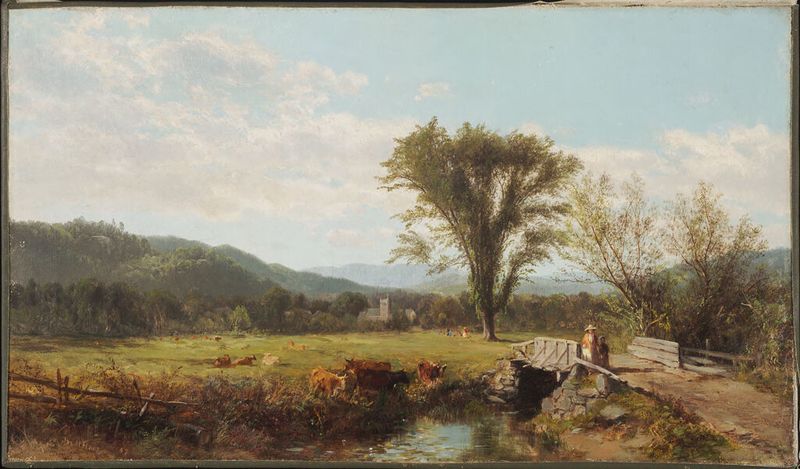Landscape with trees and a winding path, oil painting by James McDougal Hart