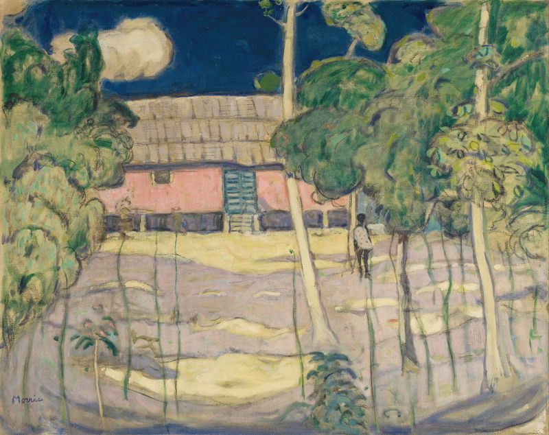 Paisaje, Trinidad de James Wilson Morrice, pintura al óleo que muestra un cielo vibrante y horizonte.