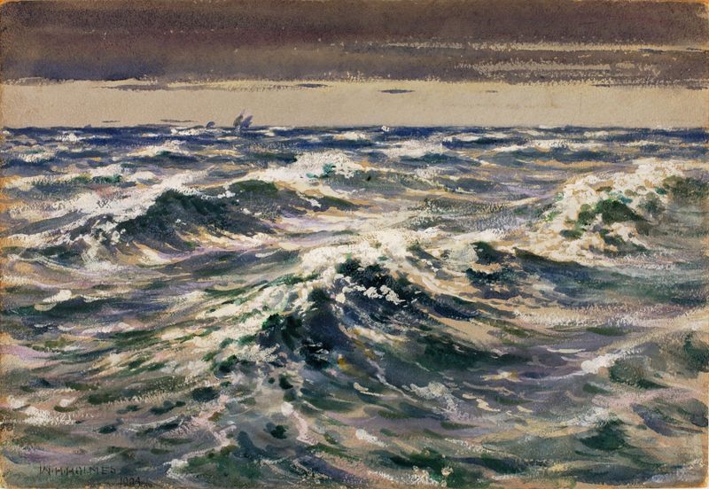 The Open Sea by William Henry Holmes, oil painting depicting waves and horizon.