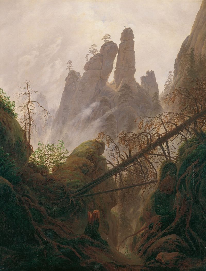 Felsenlandschaft im Elbsandsteingebirge, óleo sobre tela de Caspar David Friedrich