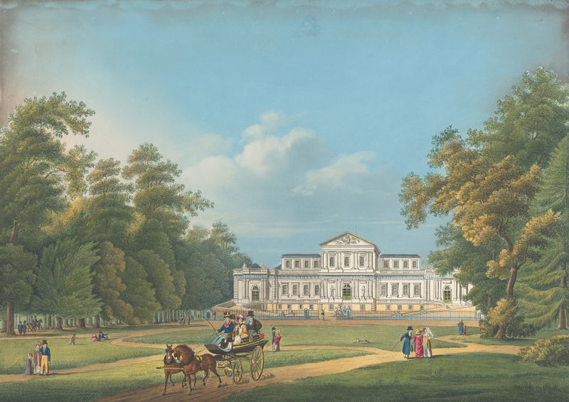 Fachada de Welgelegen capturada em pintura a óleo por Henry Phillip Hope