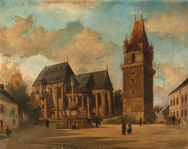 Die Augustinerkirche in Perchtoldsdorf bei Wien, oil on canvas by Elias Pieter van Bommel