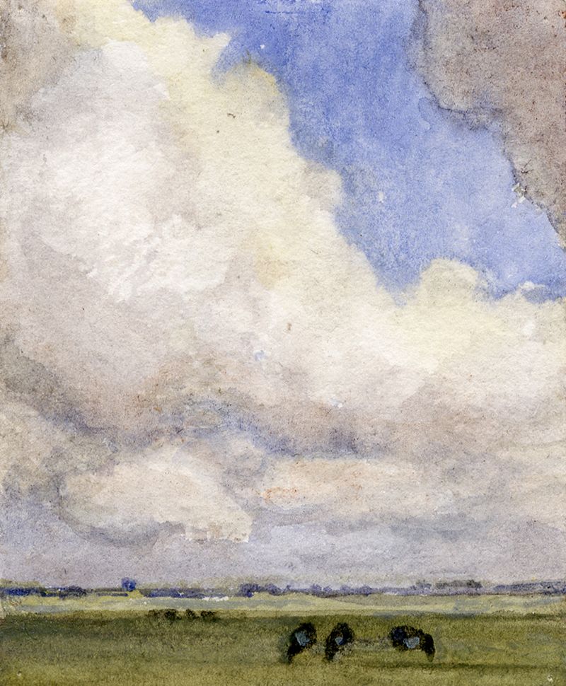 Landscape with clouds and blue sky by Frans Smissaert, oil painting