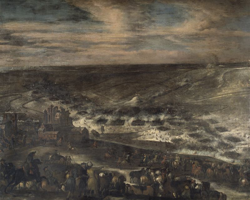 Escena histórica de soldados en batalla, pintura al óleo de Johann Philip Lemke