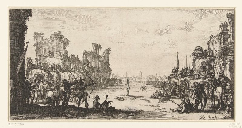 Etching by Jacques Callot depicting St. Sebastian's martyrdom
