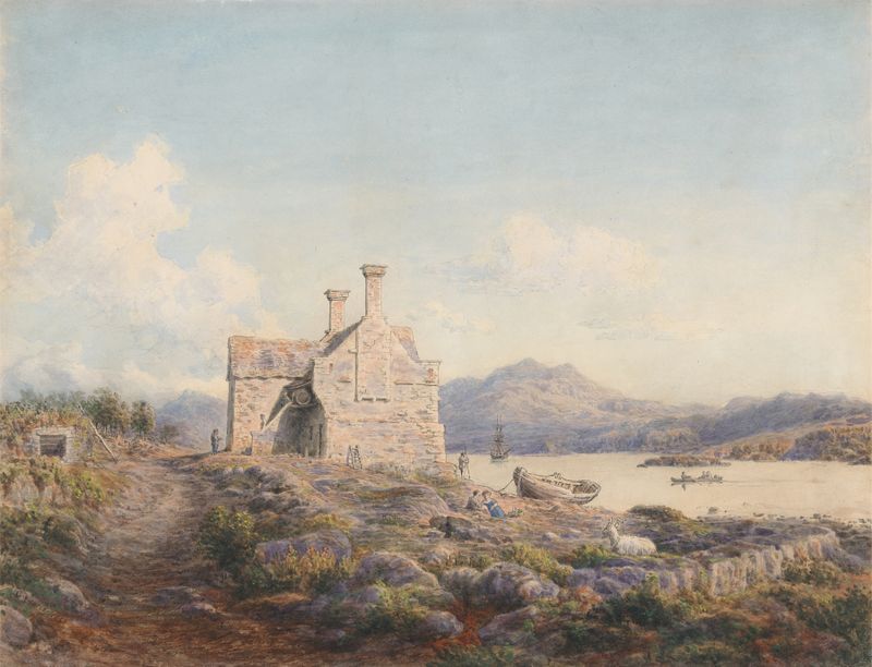 Paisaje de Talsarnau, Gales del Norte, pintura al óleo de Cornelius Varley