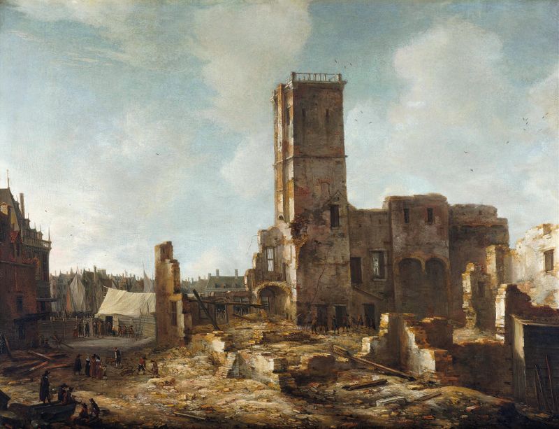 Ruins of the old town hall in Amsterdam, oil on canvas by Jan Abrahamsz Beerstraaten