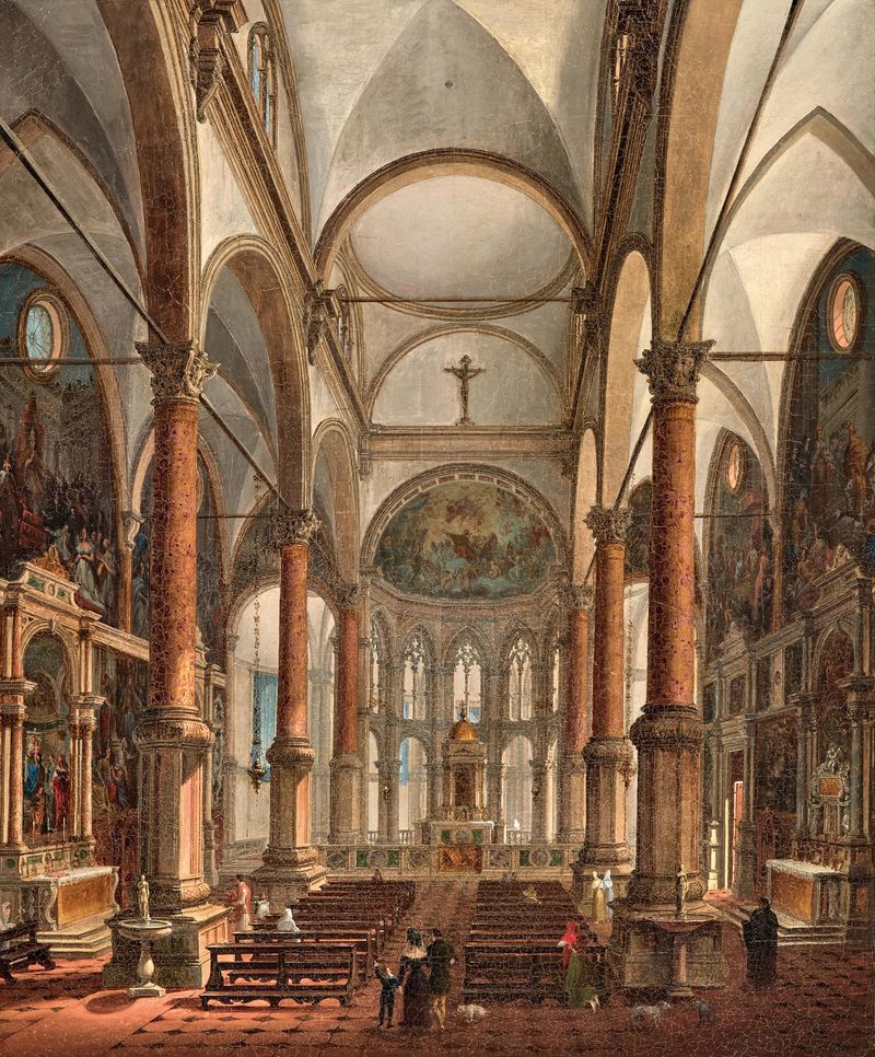 Interior of the Church of San Zaccaria, oil painting by Giuseppe Borsato