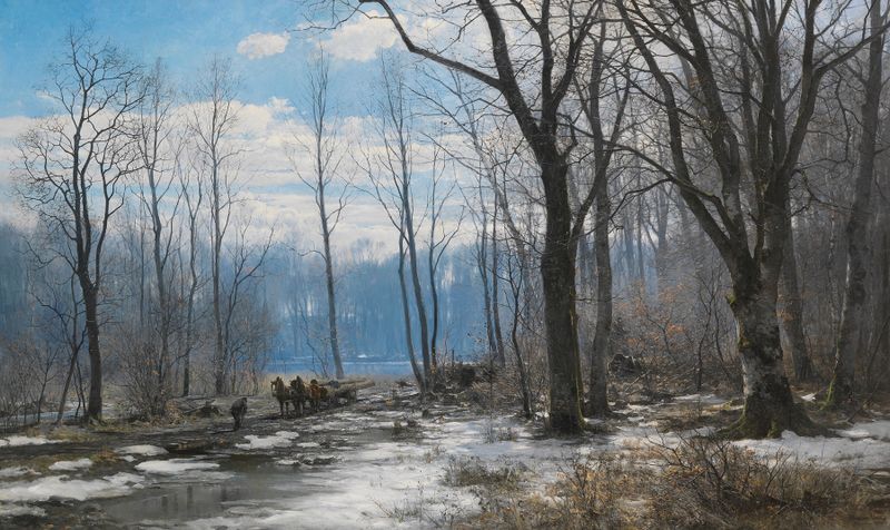 Wintertag im Englischen Garten in München by Anders Andersen-Lundby, oil painting