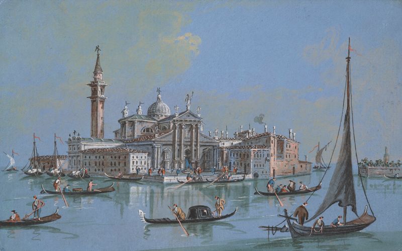 A view of San Giorgio Maggiore from the Bacino of San Marco by Giacomo Guardi, oil painting