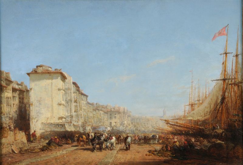 Marseille, le vieux port de Félix Ziem, óleo que representa un puerto con barcos y luz solar.